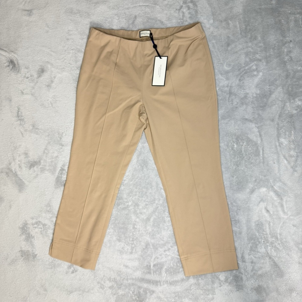 NWT Seductive Pants Capri 92255/6537 Stretch Cropped Trousers Warm Taupe Sz 44